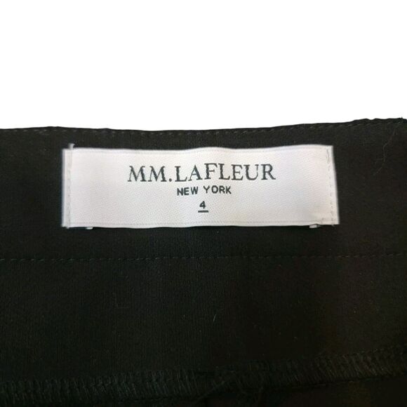 MM LAFLEUR Pants Trousers Woman 4 Black Back Seam Slit Hem Basic Career Office - Picture 7 of 8